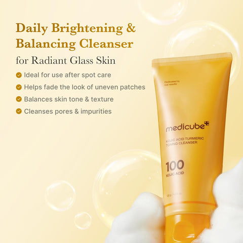 MEDICUBE - KOJIC ACID TURMERIC TONING CLEANSER 120g