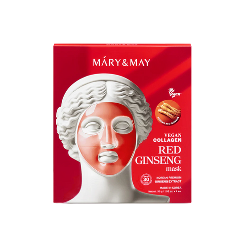 MARY&MAY - VEGAN COLLAGEN RED GINSENG MASK (30G x4)